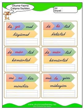 ü sesi Çalışma Sayfaları